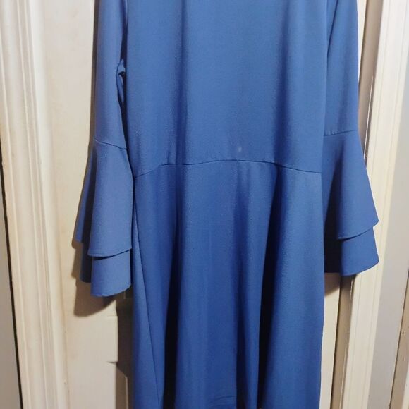 Isaac Mizrahi Blue Long Sleeve Dress - Picture 7 of 9